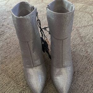 Elegant Silver Ankle Booties